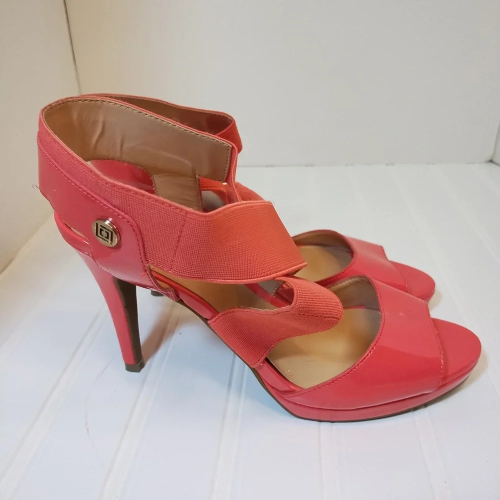 Liz Claiborne Coral Orange Open‎ Toe Platform Stiletto Sandals Womens 8M Strappy